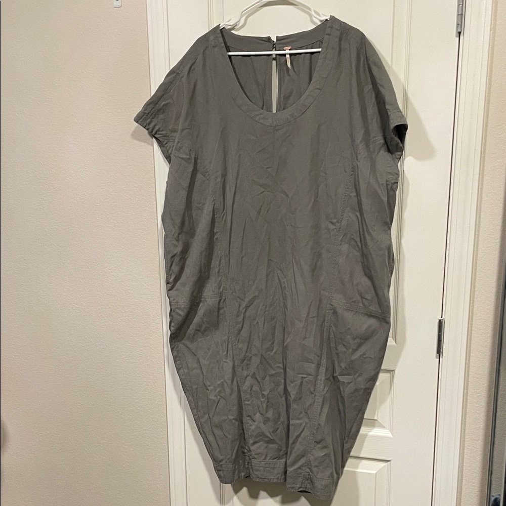 Free People Relaxed Short Sleeve Gray Tunic Dress